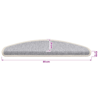 Stair Mats 15 pcs 65x21x4 cm Silver Half Round Large