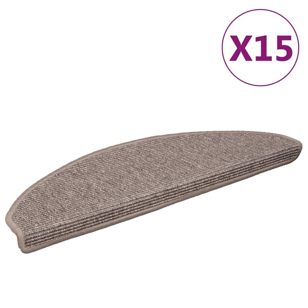 Stair Mats 15 pcs 65x21x4 cm Dark Beige Half Round Large