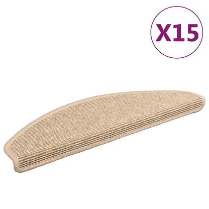 Stair Mats 15 pcs 65x21x4 cm Light Beige Half Round Large