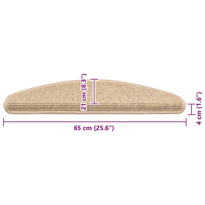 Stair Mats 15 pcs 65x21x4 cm Light Beige Half Round Large