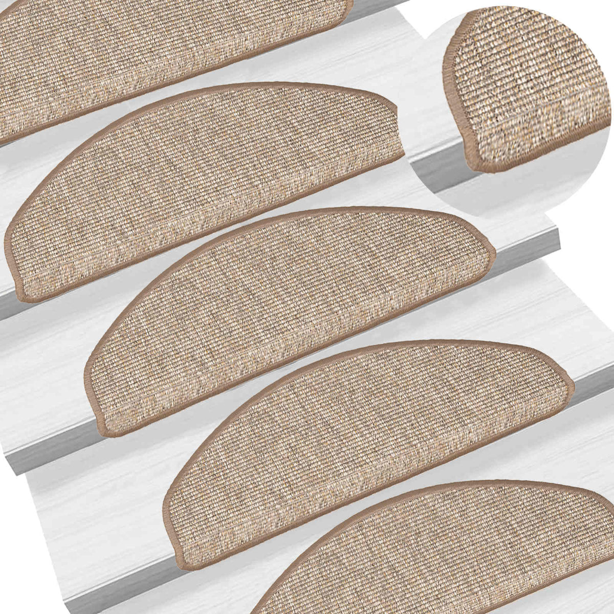 326904 vidaXL Stair Mats 15 pcs 65x21x4 cm Light Brown Half Round Large