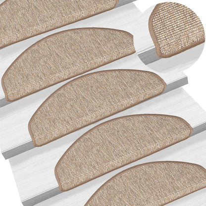 326904 vidaXL Stair Mats 15 pcs 65x21x4 cm Light Brown Half Round Large