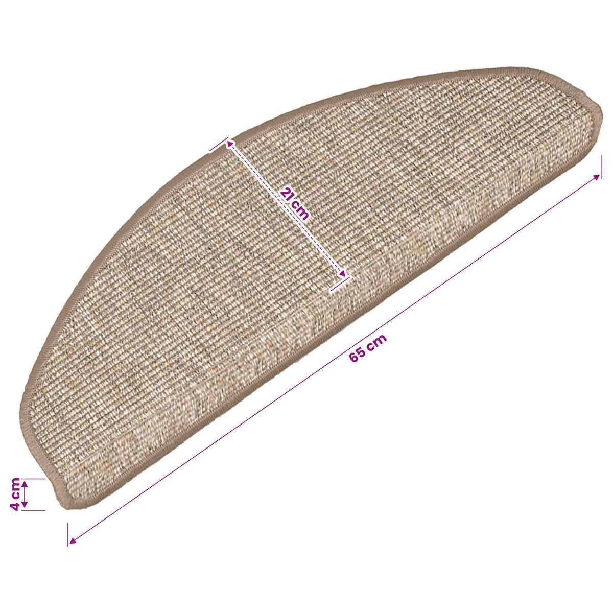 326904 vidaXL Stair Mats 15 pcs 65x21x4 cm Light Brown Half Round Large