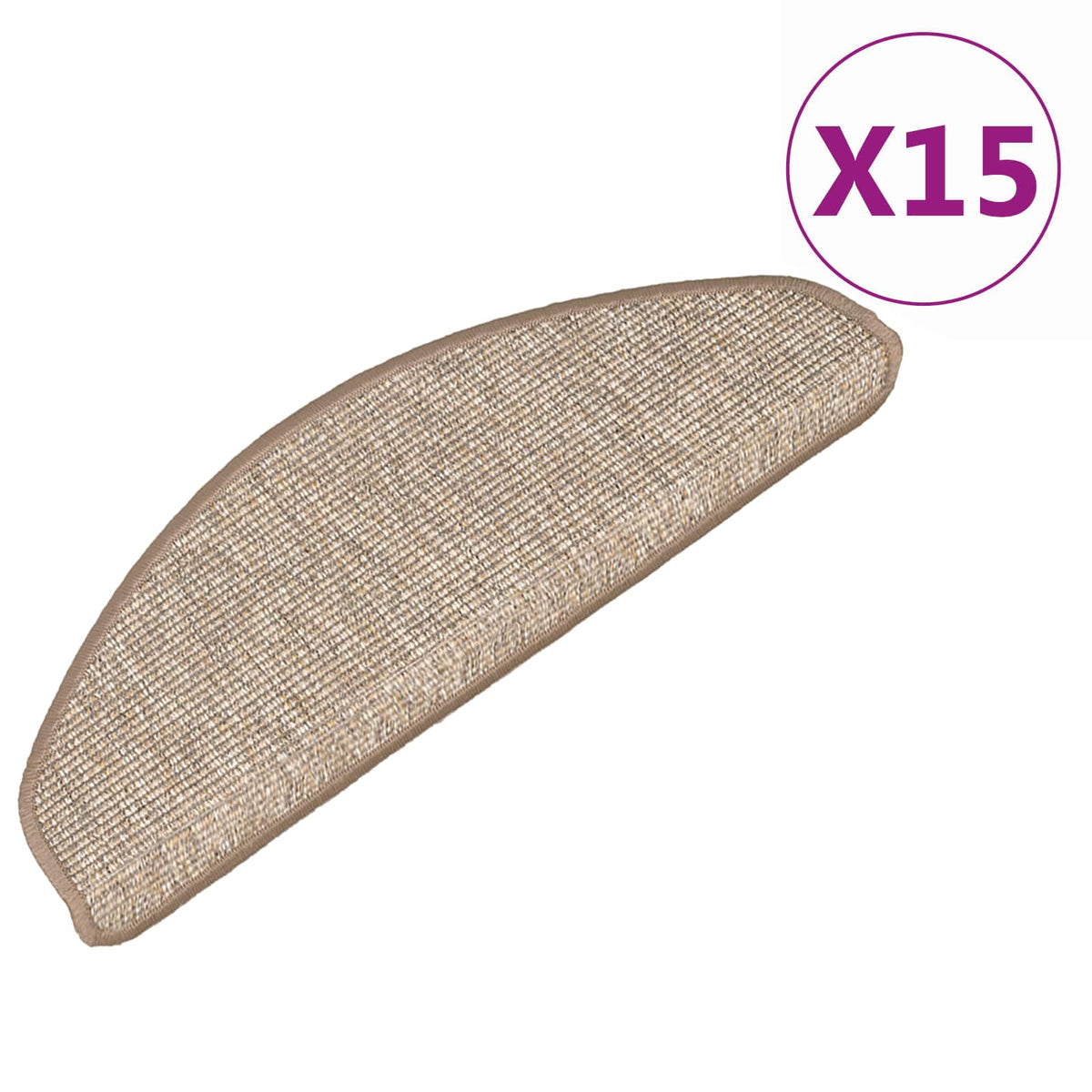326904 vidaXL Stair Mats 15 pcs 65x21x4 cm Light Brown Half Round Large