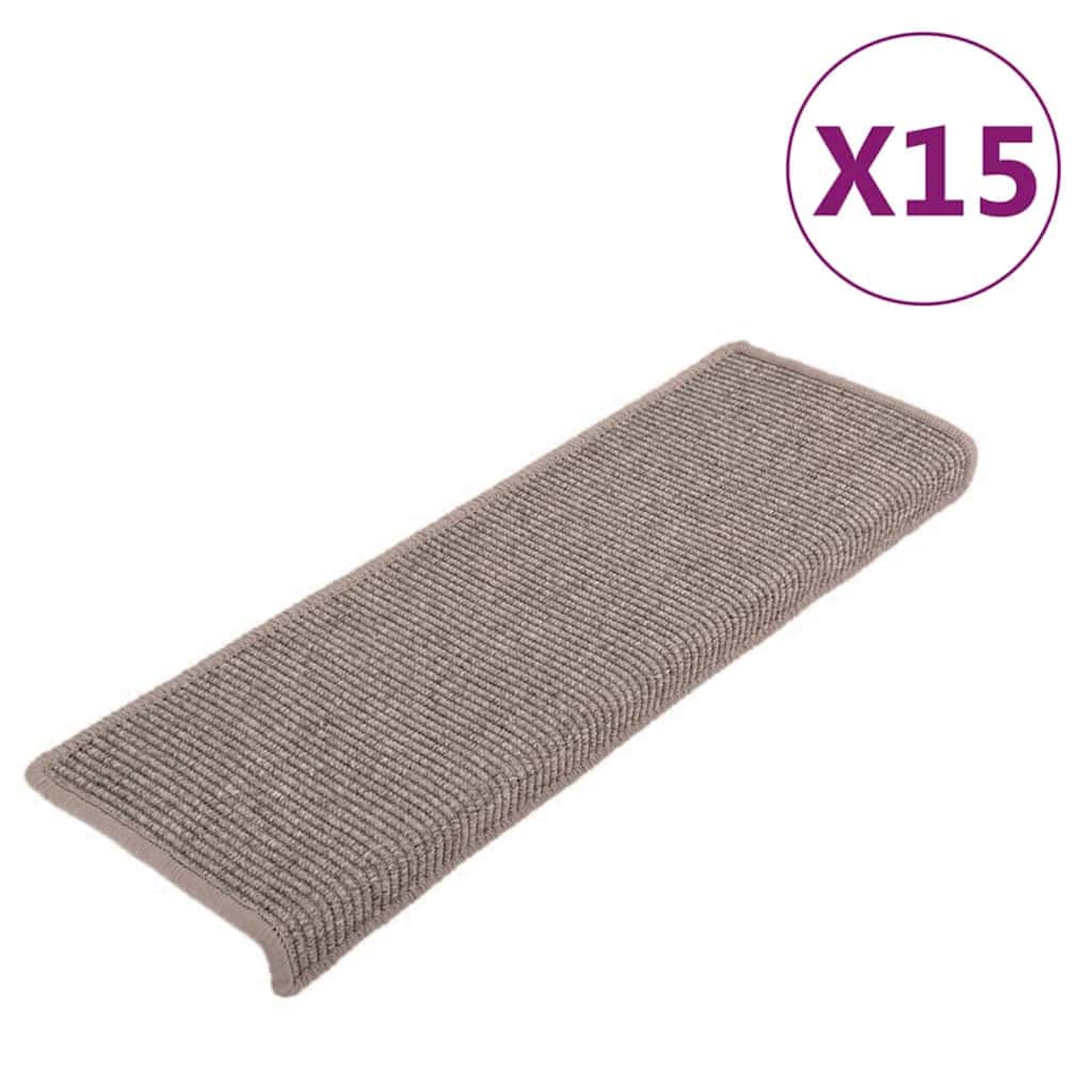 Stair Mats 15 pcs 65x21x4 cm Dark Beige Rectangular Edge