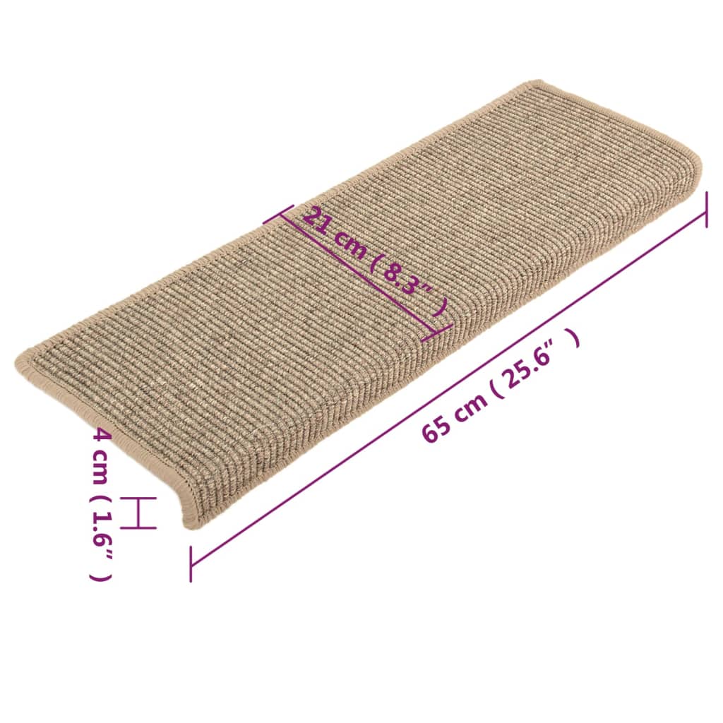 Stair Mats 15 pcs 65x21x4 cm Dark Beige Rectangular Edge