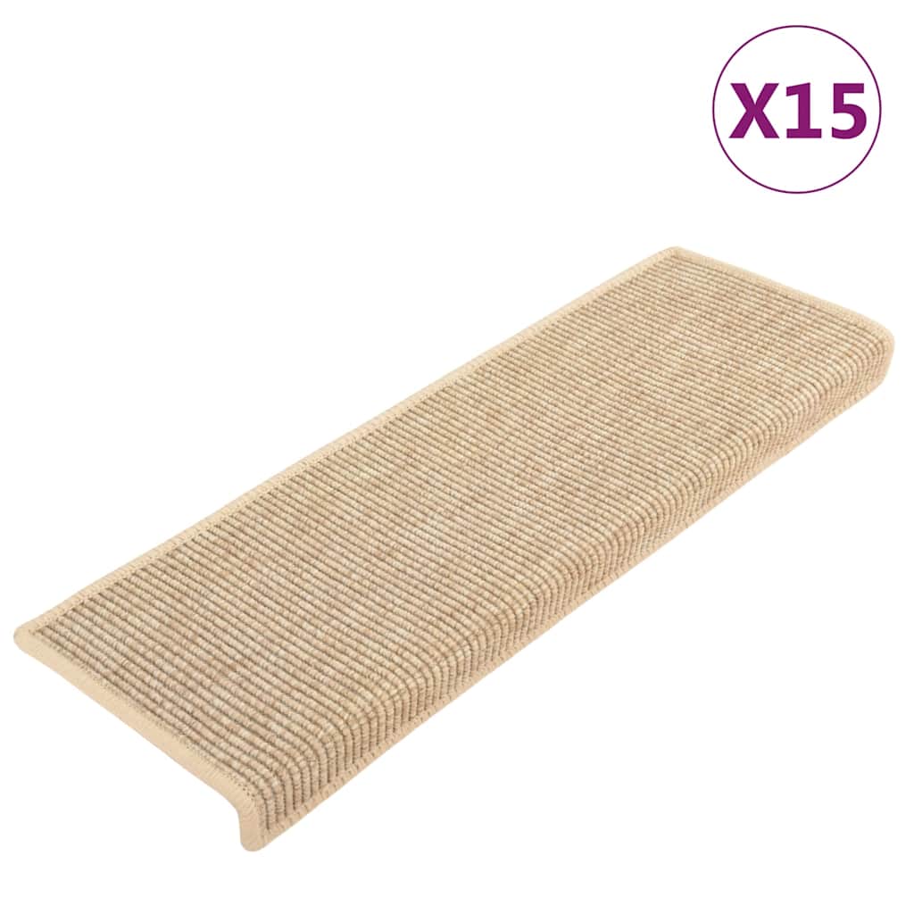 Stair Mats 15 pcs 65x21x4 cm Light Beige Rectangular Edge