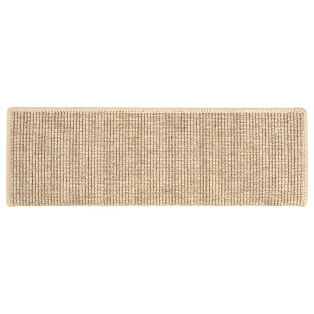 Stair Mats 15 pcs 65x21x4 cm Light Beige Rectangular Edge