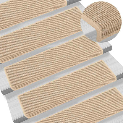 Stair Mats 15 pcs 65x21x4 cm Light Beige Rectangular Edge