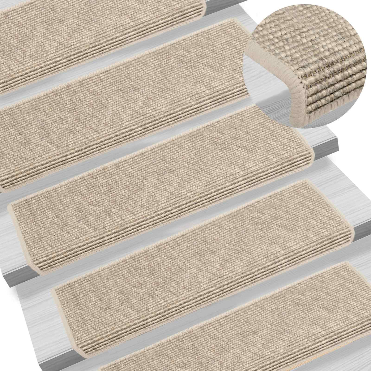Stair Mats 15 pcs 65x21x4 cm Light Beige Rectangular Edge