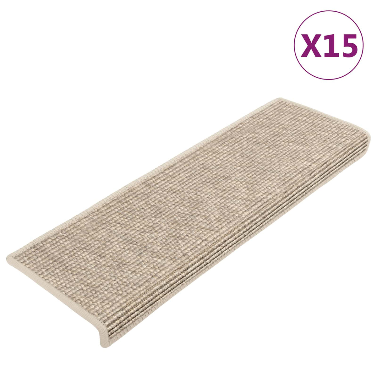 Stair Mats 15 pcs 65x21x4 cm Light Beige Rectangular Edge