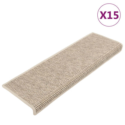 Stair Mats 15 pcs 65x21x4 cm Light Beige Rectangular Edge
