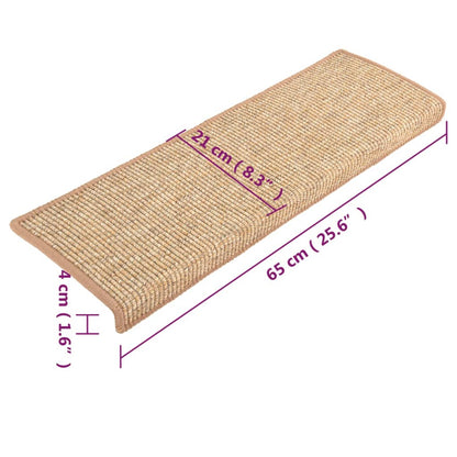 Stair Mats 15 pcs 65x21x4 cm Light Brown Rectangular Edge