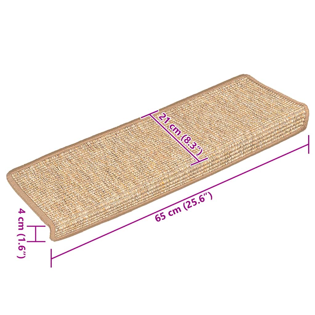 Stair Mats 15 pcs 65x21x4 cm Light Brown Rectangular Edge