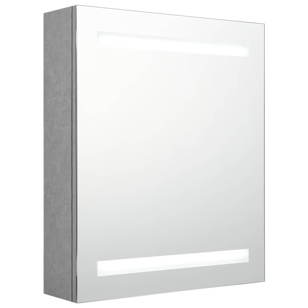 326479 vidaXL LED Bathroom Mirror Cabinet Concrete Grey 50x14x60 cm