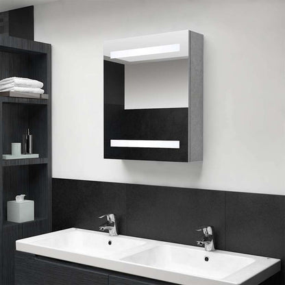 326479 vidaXL LED Bathroom Mirror Cabinet Concrete Grey 50x14x60 cm