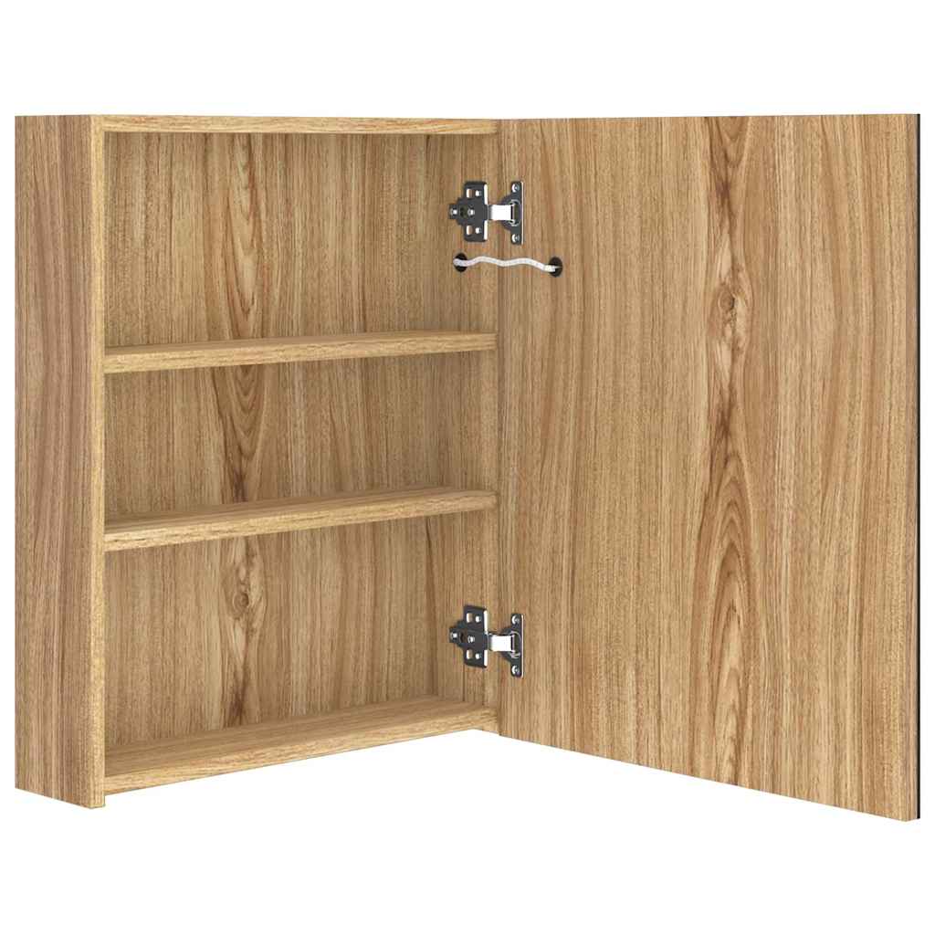 326484 vidaXL LED Bathroom Mirror Cabinet Oak 50x14x60 cm