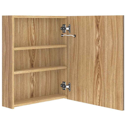 326484 vidaXL LED Bathroom Mirror Cabinet Oak 50x14x60 cm