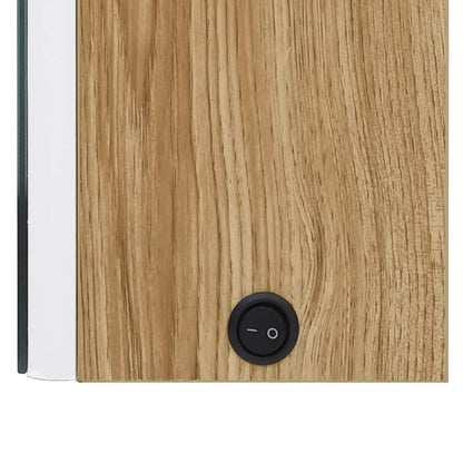 LED Bathroom Mirror Cabinet White and Oak 50x14x60 cm