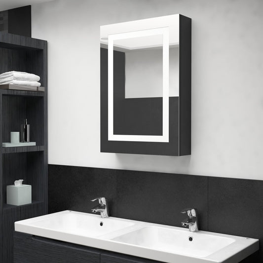 LED Bathroom Mirror Cabinet Shining Black 50x13x70 cm