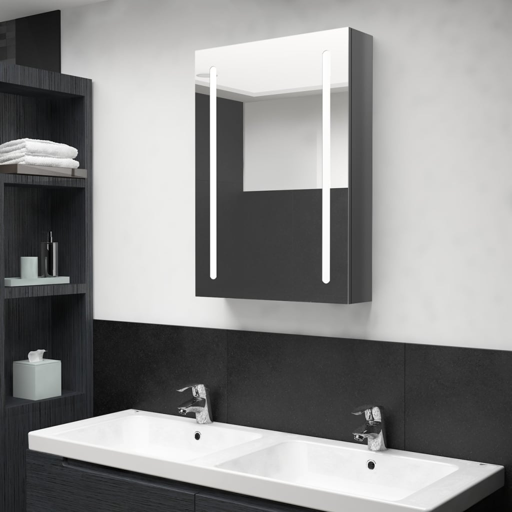 Bathroom Cabinet | Shining Grey | MDF in melamine finish, glass