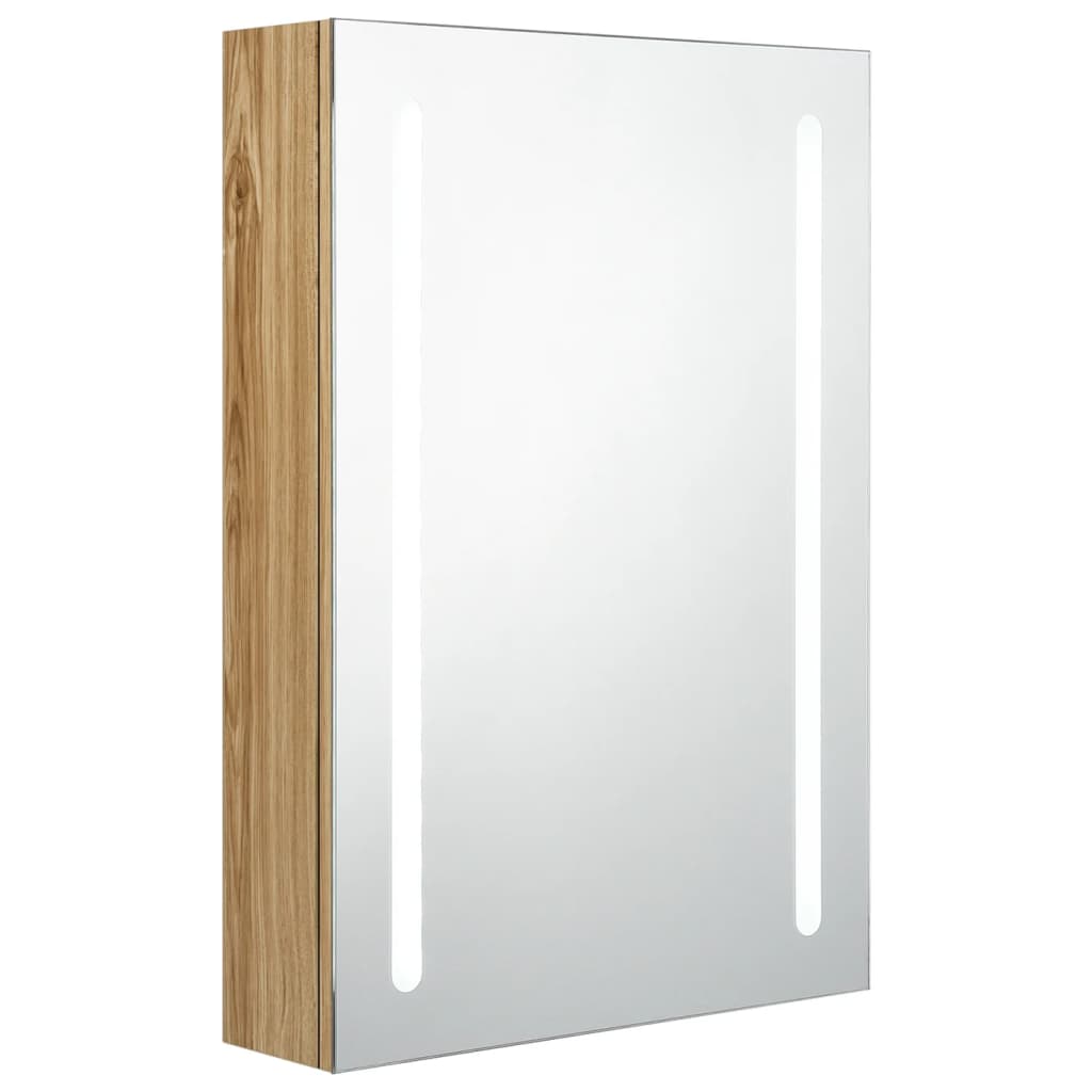LED Bathroom Mirror Cabinet Oak 50x13x70 cm
