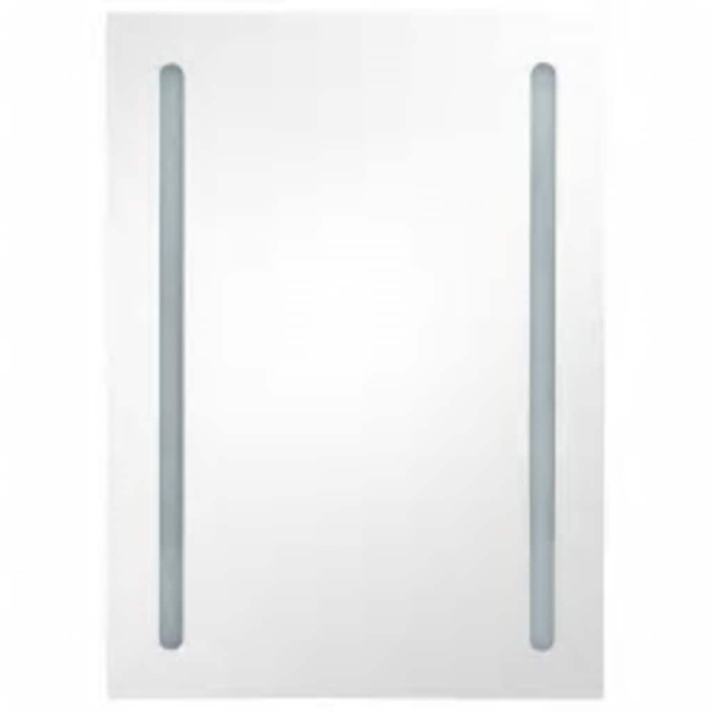 LED Bathroom Mirror Cabinet White and Oak 50x13x70 cm