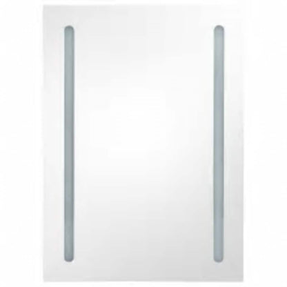 LED Bathroom Mirror Cabinet White and Oak 50x13x70 cm