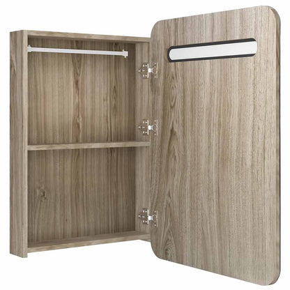 326507 vidaXL LED Bathroom Mirror Cabinet Oak 60x11x80 cm