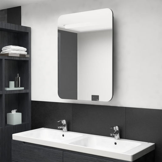 326510 vidaXL LED Bathroom Mirror Cabinet Anthracite 60x11x80 cm