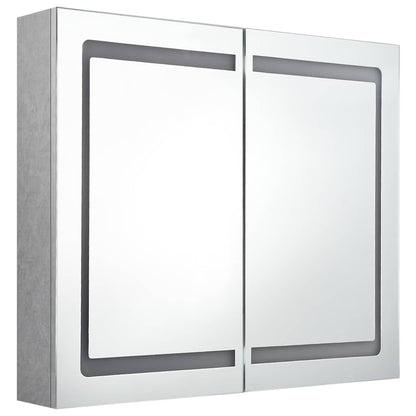 326511 vidaXL LED Bathroom Mirror Cabinet Concrete Grey 80x12x68 cm