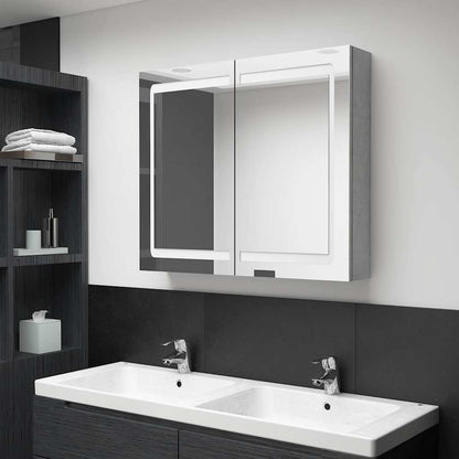 326511 vidaXL LED Bathroom Mirror Cabinet Concrete Grey 80x12x68 cm