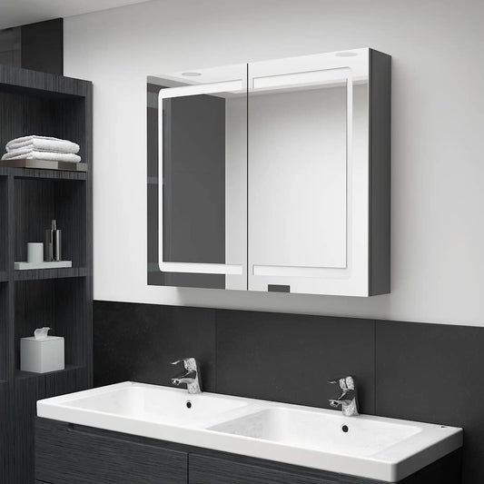 Bathroom Cabinet | Grey | MDF with Melamine Finish, Glass | Medium