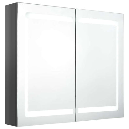 LED Bathroom Mirror Cabinet Shining Grey 80x12x68 cm