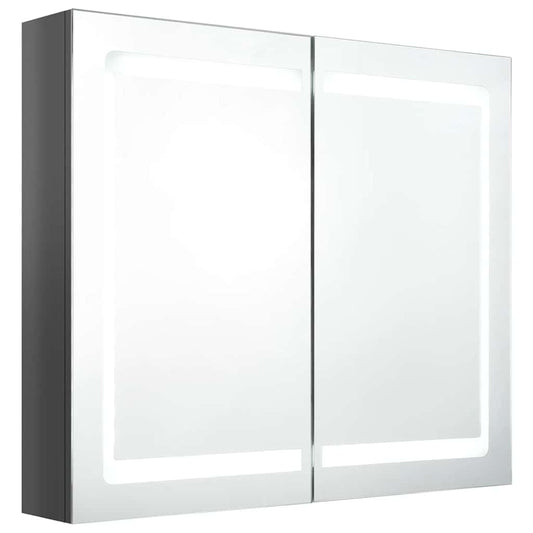 LED Bathroom Mirror Cabinet Shining Grey 80x12x68 cm