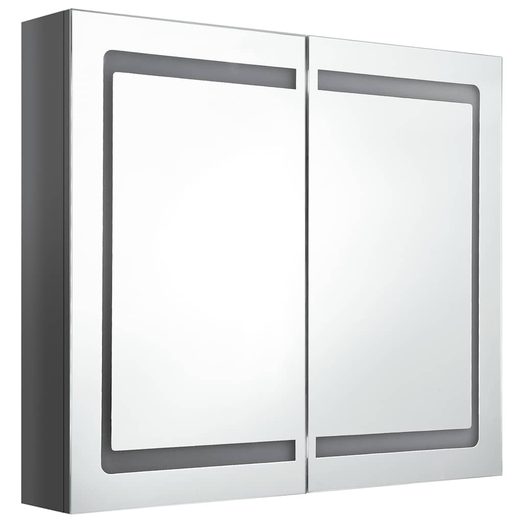 LED Bathroom Mirror Cabinet Shining Grey 80x12x68 cm