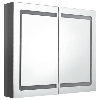 LED Bathroom Mirror Cabinet Shining Grey 80x12x68 cm