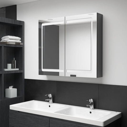 Bathroom Cabinet | Shining Grey | MDF in Melamine Finish, Glass