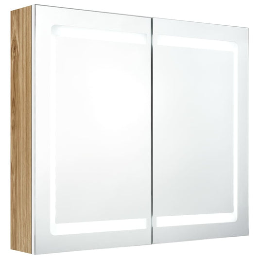 Bathroom Cabinet | White and oak | MDF board with melamine finish, glass