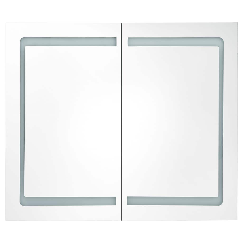 LED Bathroom Mirror Cabinet White and Oak 80x12x68 cm