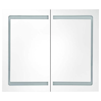 LED Bathroom Mirror Cabinet White and Oak 80x12x68 cm