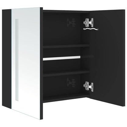 326519 vidaXL LED Bathroom Mirror Cabinet Shining Black 62x14x60 cm
