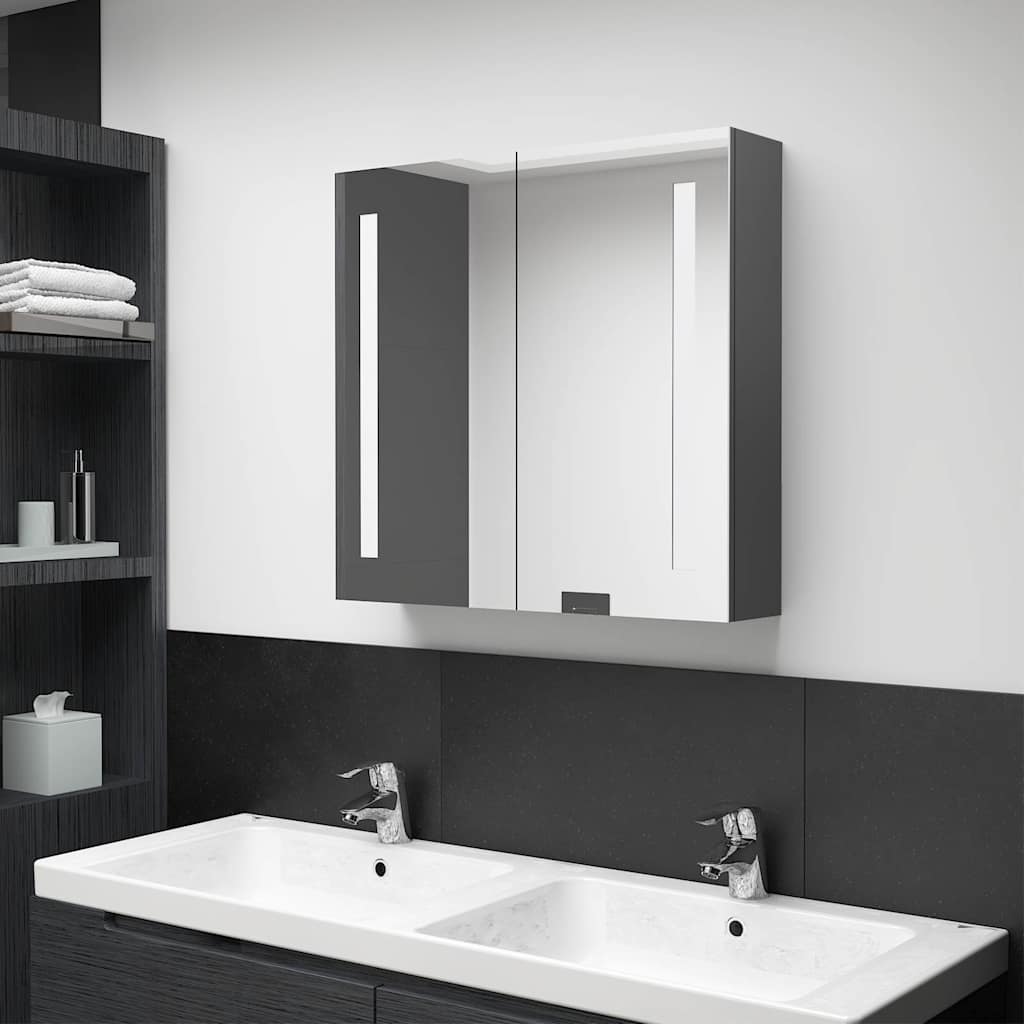 Bathroom Cabinet | Grey | MDF board with melamine finish, glass | Medium