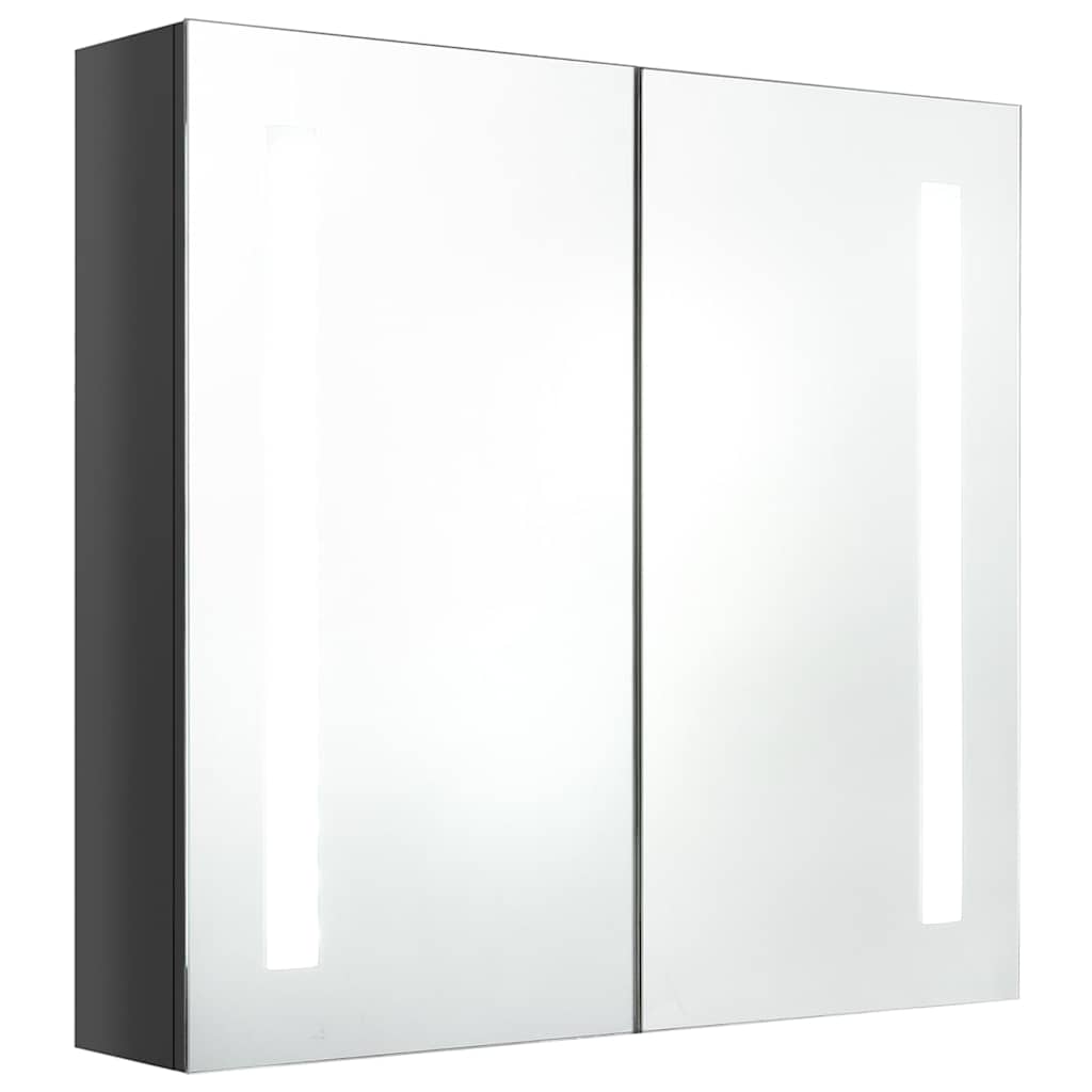 326521 vidaXL LED Bathroom Mirror Cabinet Shining Grey 62x14x60 cm