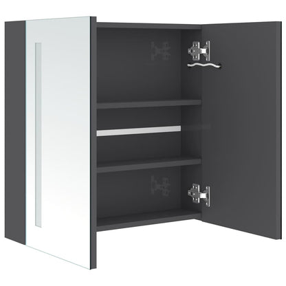 326521 vidaXL LED Bathroom Mirror Cabinet Shining Grey 62x14x60 cm