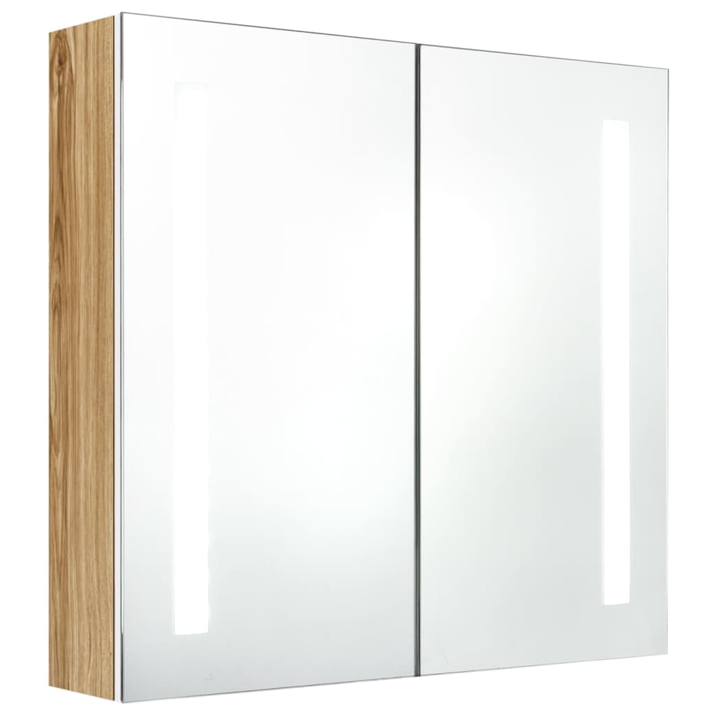 Bathroom Cabinet | White and Oak | MDF and Glass | Medium