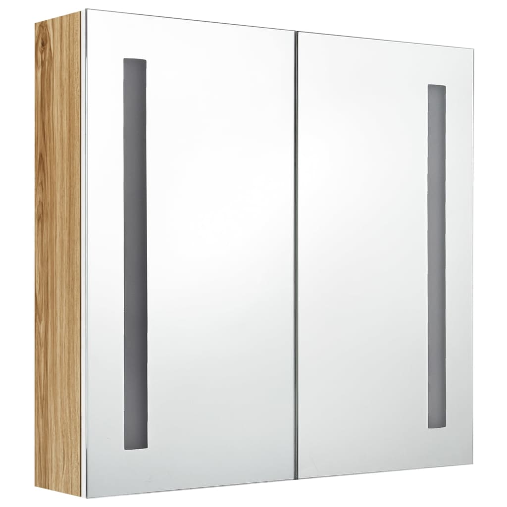 Bathroom Cabinet | White and Oak | MDF and Glass | Medium