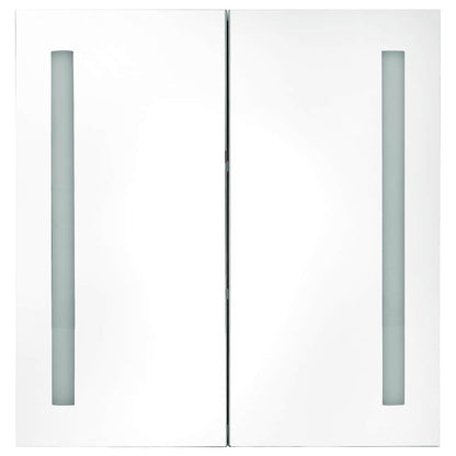 LED Bathroom Mirror Cabinet White and Oak 62x14x60 cm