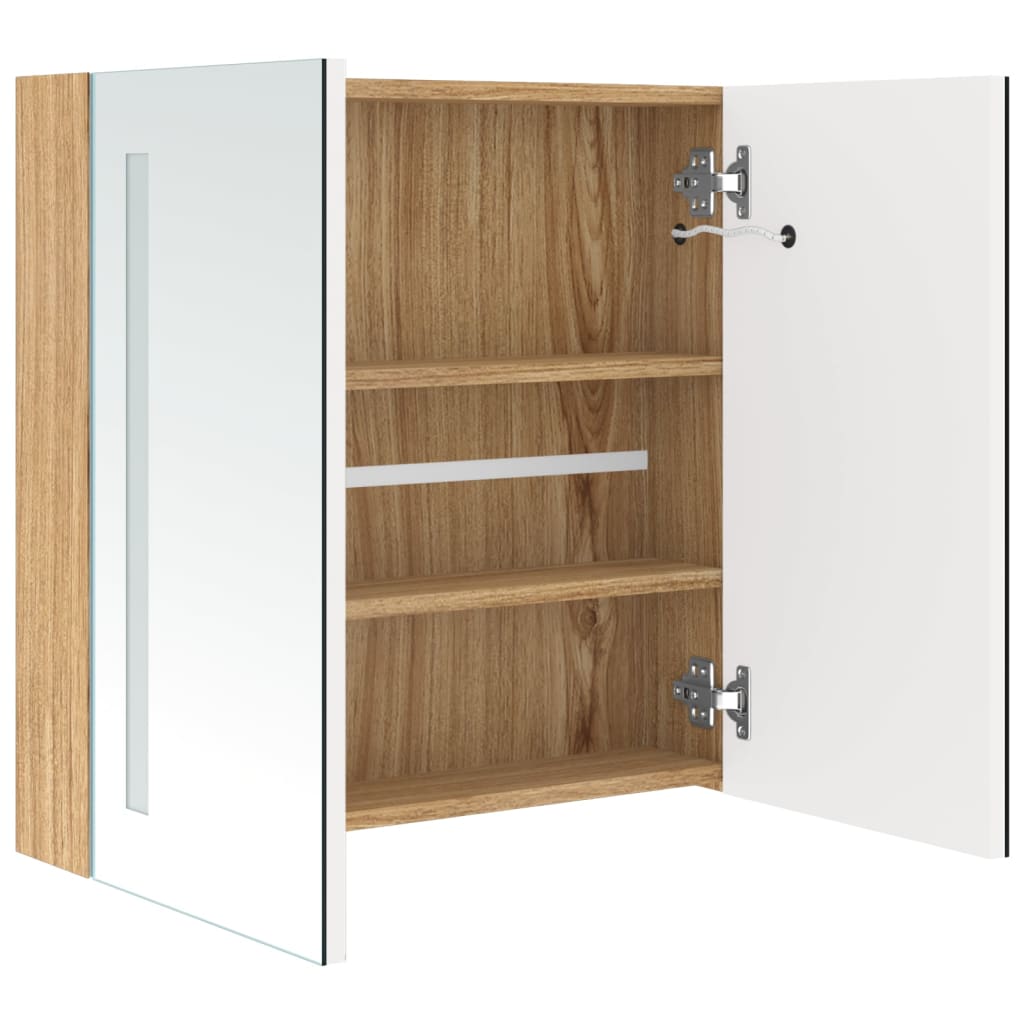 Bathroom Cabinet | White and Oak | MDF and Glass | Medium