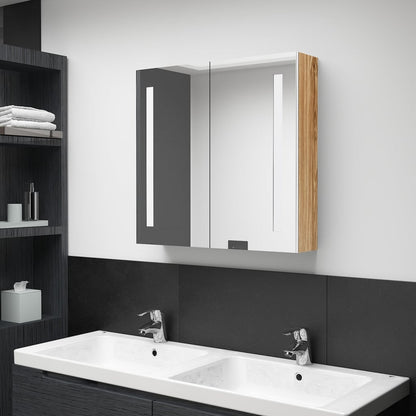 Bathroom Cabinet | White and Oak | MDF and Glass | Medium